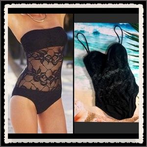 Kenneth Cole NY Black Lace One Piece- Medium